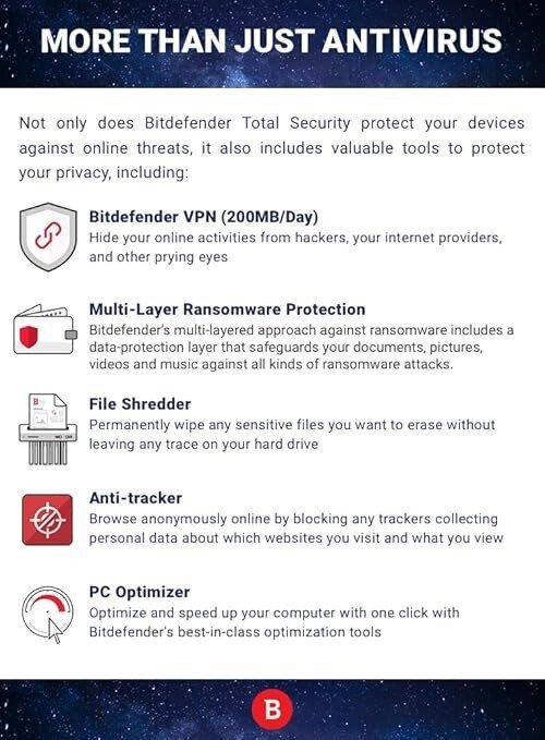 Bitdefender Total Security - 10 Devices | 2 year Subscription | PC/MAC |Activation Code by email