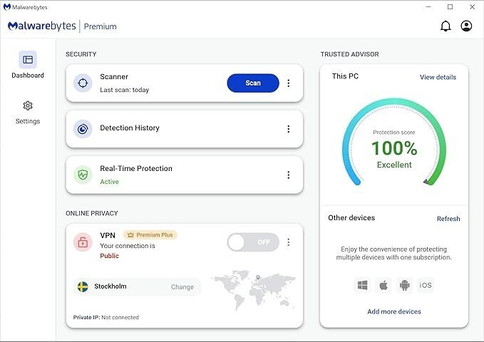 Malwarebytes Premium | 1 Year, 5 Device | Windows, Mac OS, Android, Apple iOS, Chrome [Online Code]